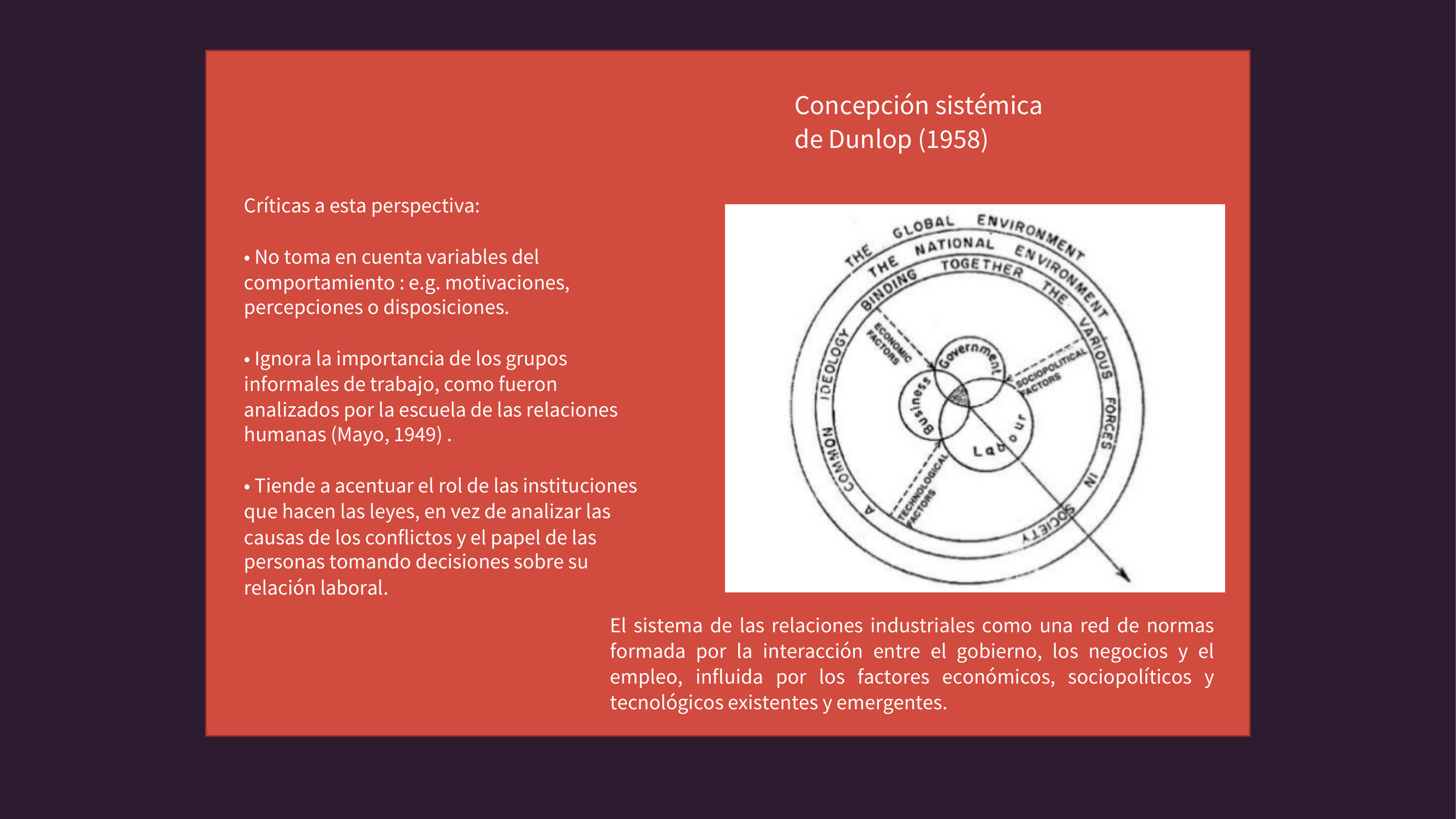 Esquema: Dunlop y críticas