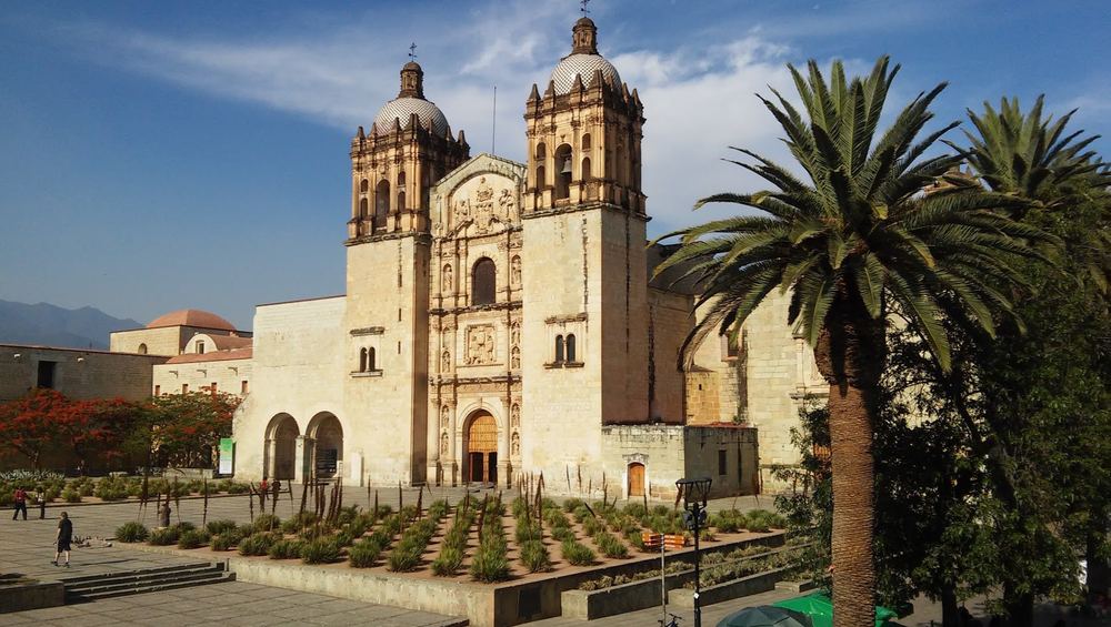 Church and palm trees in the Historic Center of Oaxaca